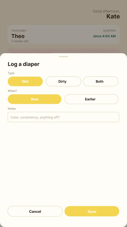 Log a diaper